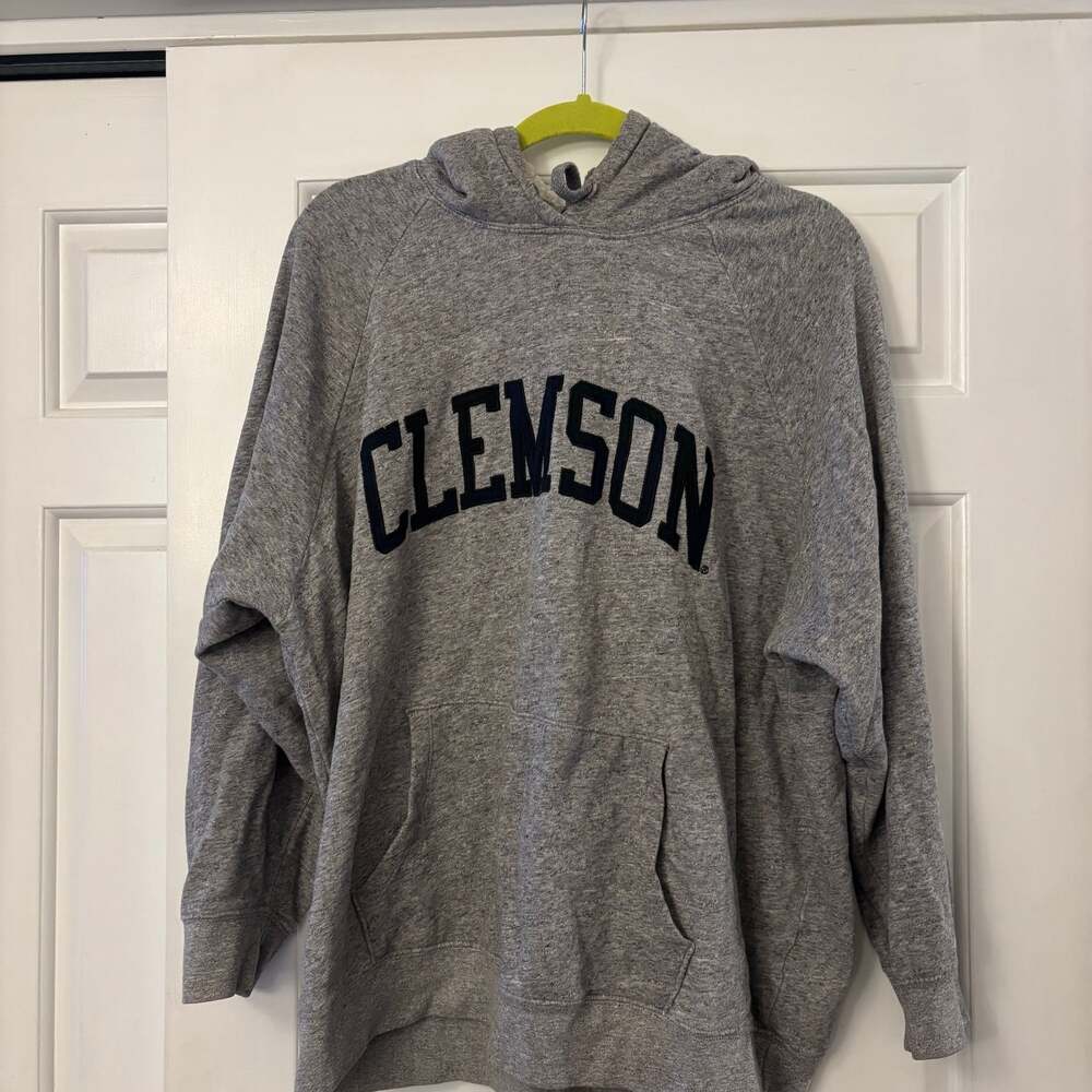 Clemson University Tigers Heather Grey Fur Hoodie - Size L